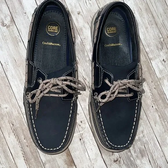 Croft & Barrow Connor Navy Boat Shoes Core Technology EUC Leather - Picture 6 of 14